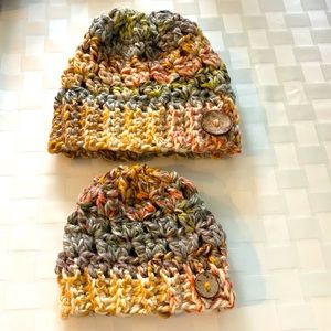 Handmade “mom and me” wool blend beanies